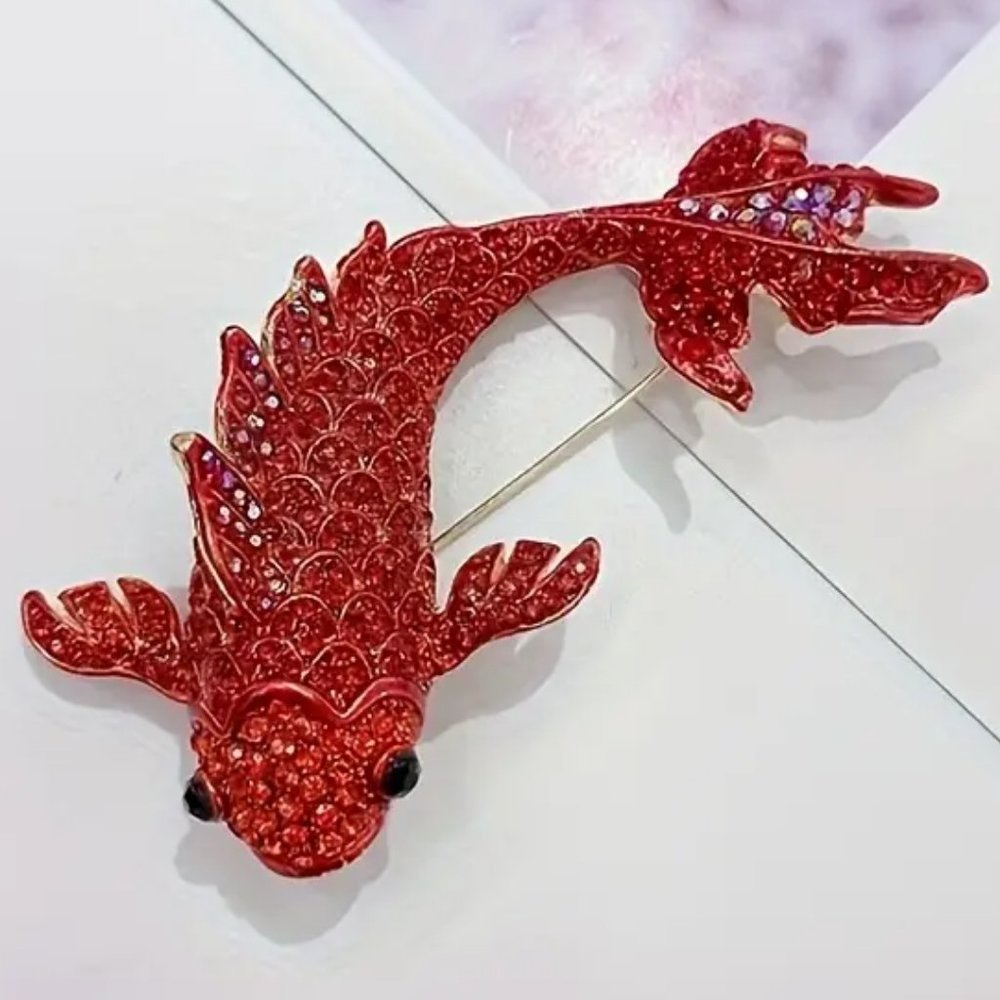 ✨ Large Red Koi Brooch
